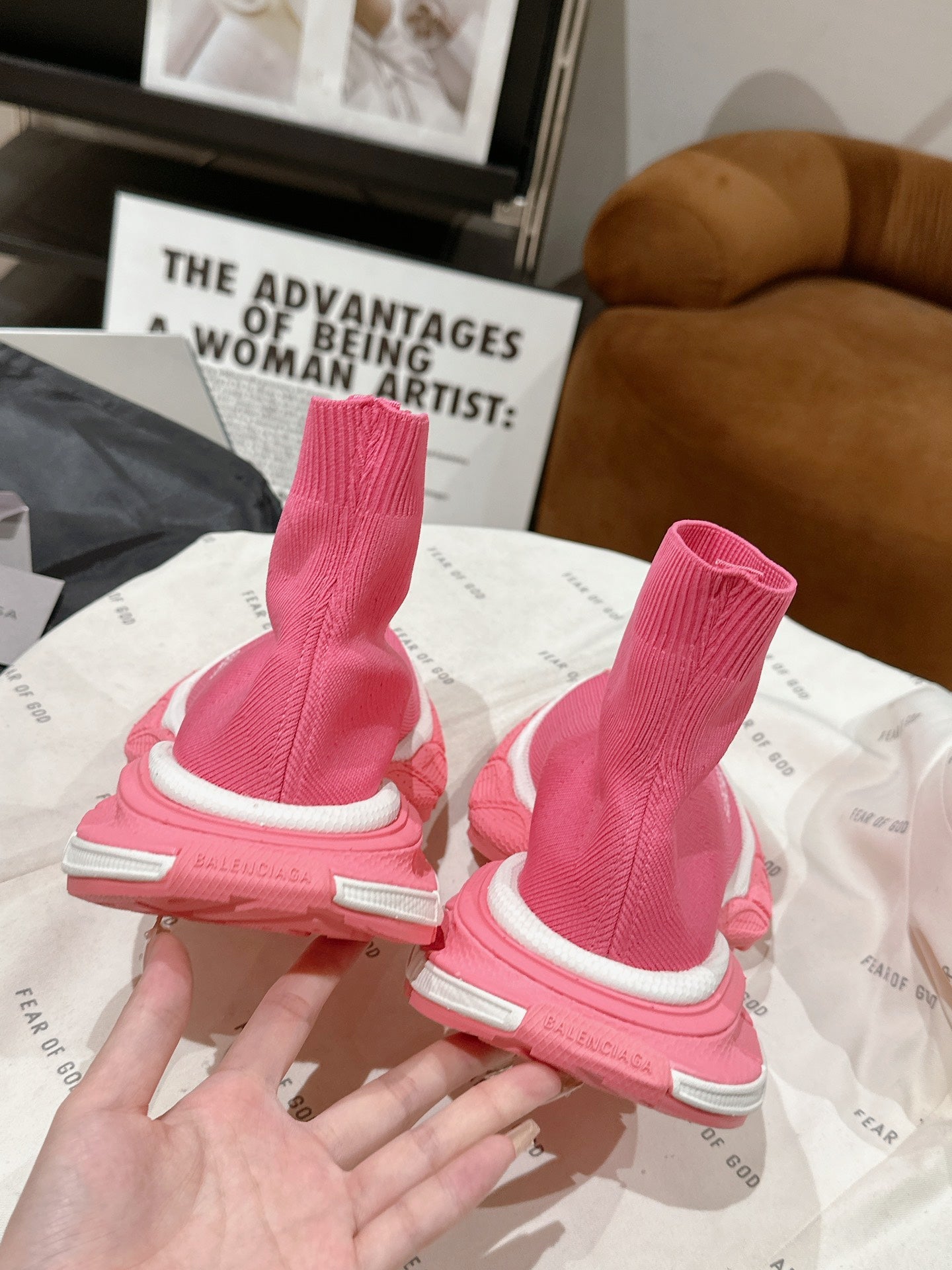 BALENCIAGA 25S SPEED TRAINER SNEAKERS 55 MM IN PINK KNIT