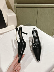 BLAKE SLINGBACK PUMPS 80 IN BLACK LEATHER