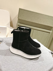 CHLOÉ 26S SHEARLING ANKLE BOOTS IN BLACK SUEDE