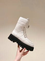 MARTIN BOOTS IN WHITE EMBROIDERED CALFSKIN
