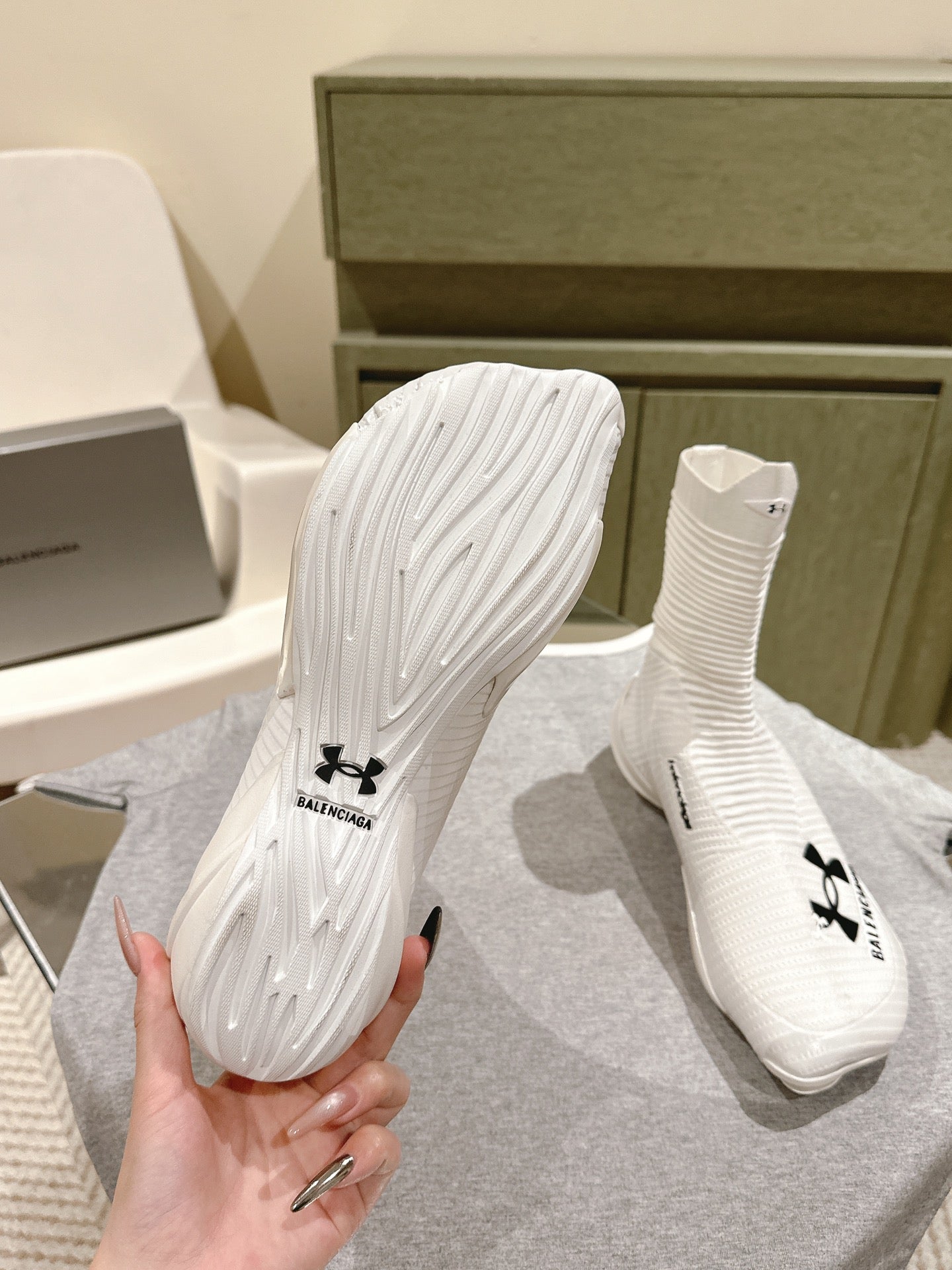 BALENCIAGA 25S HIGH-TOP SNEAKERS IN WHITE COTTON BLEND