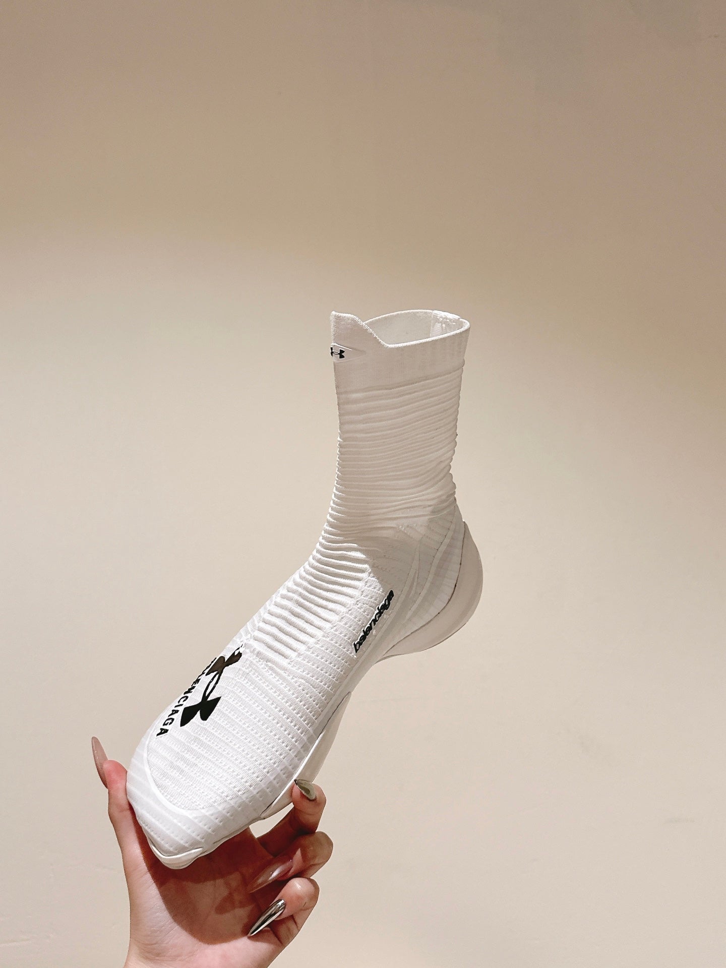 BALENCIAGA 25S HIGH-TOP SNEAKERS IN WHITE COTTON BLEND