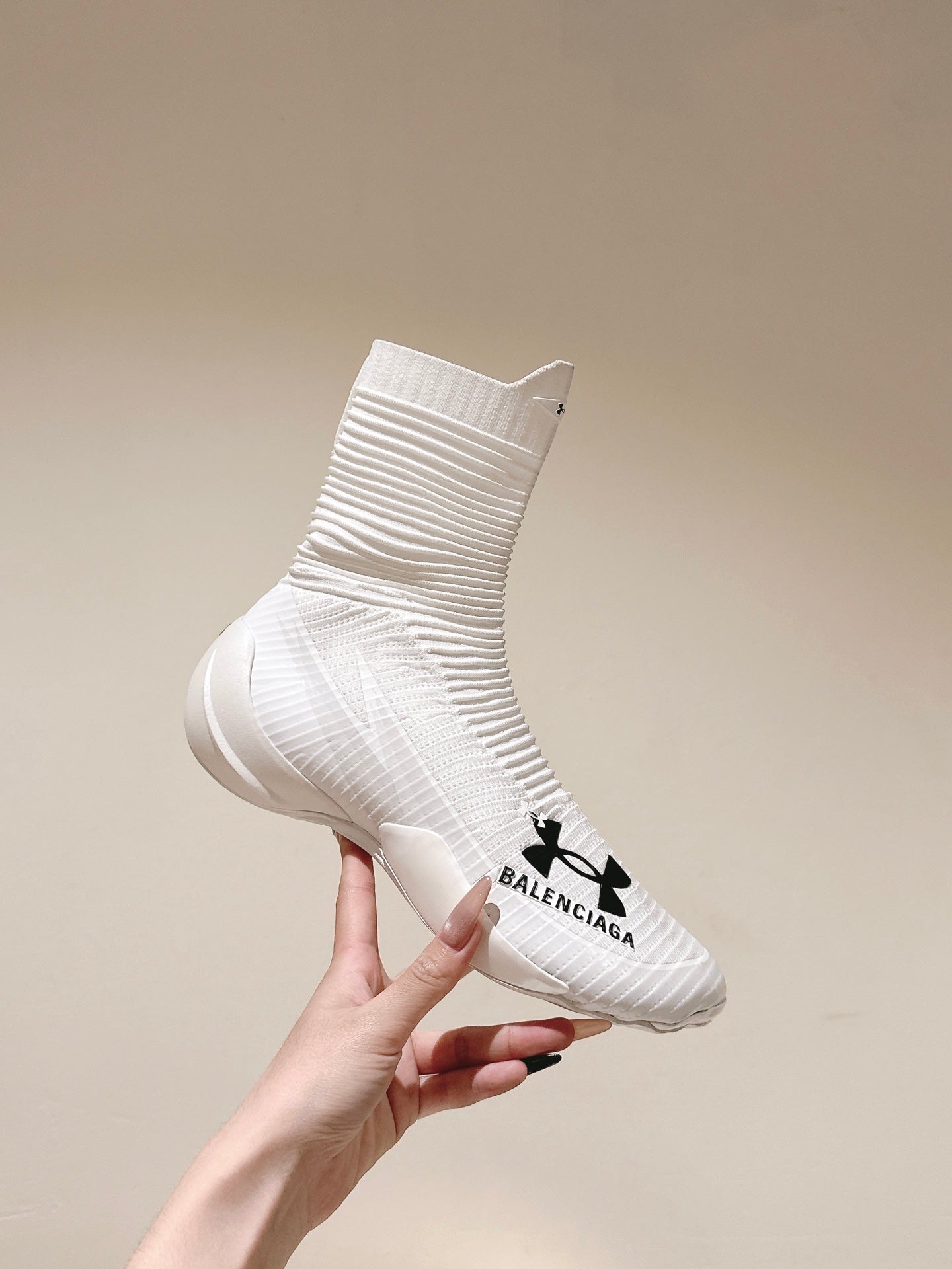BALENCIAGA 25S HIGH-TOP SNEAKERS IN WHITE COTTON BLEND