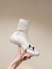 BALENCIAGA 25S HIGH-TOP SNEAKERS IN WHITE COTTON BLEND