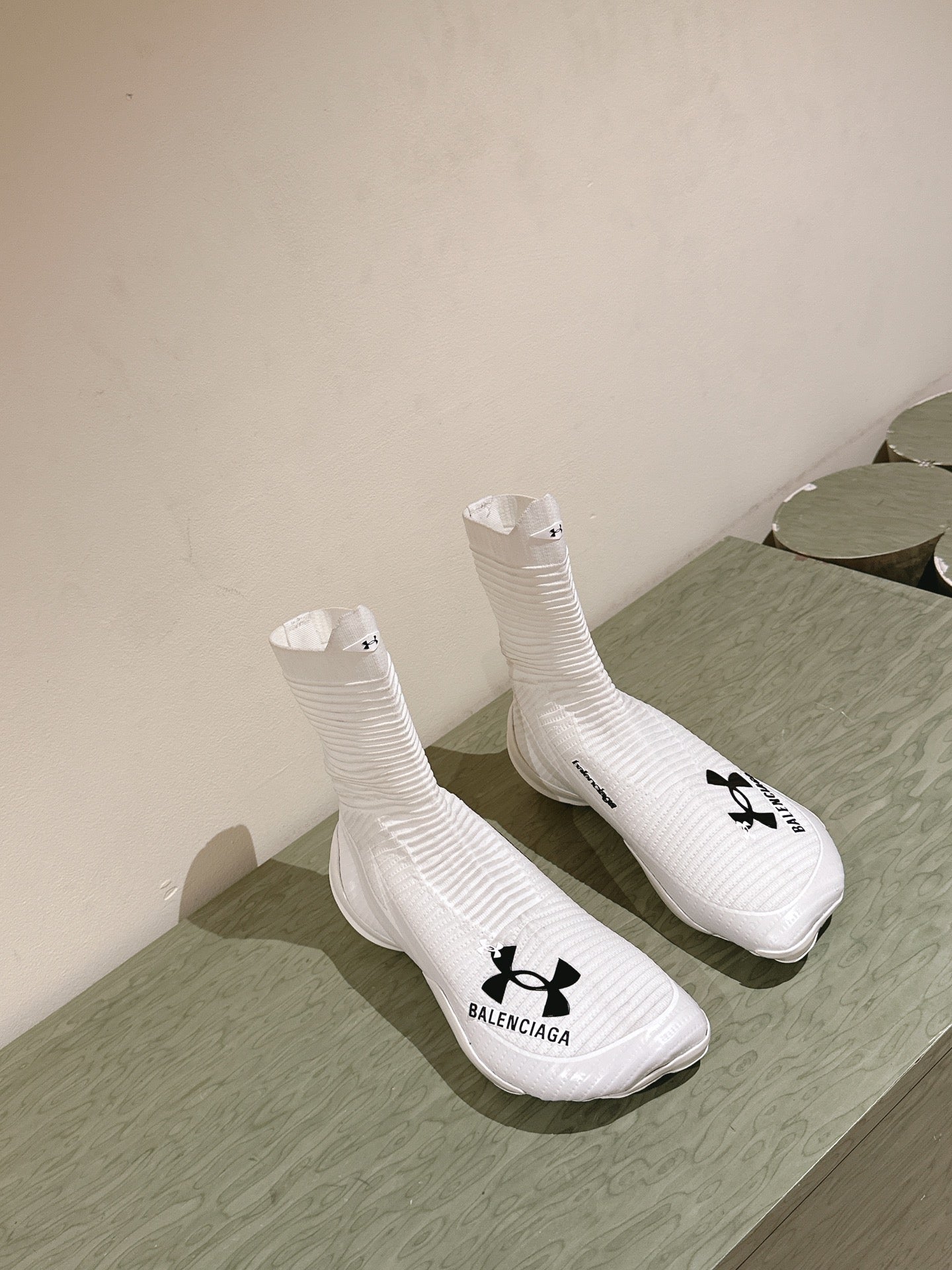 BALENCIAGA 25S HIGH-TOP SNEAKERS IN WHITE COTTON BLEND