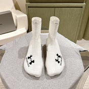 BALENCIAGA 25S HIGH-TOP SNEAKERS IN WHITE COTTON BLEND