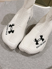 BALENCIAGA 25S HIGH-TOP SNEAKERS IN WHITE COTTON BLEND