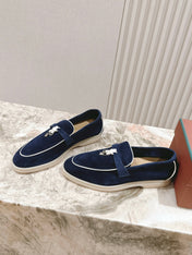 LP LOAFERS 25S IN MIDNIGHT BLUE SUEDE WITH SILVER HARDWARE