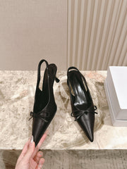 BALENCIAGA 25S HIGH SLINGBACK IN BLACK CALFSKIN WITH SMALL BOW