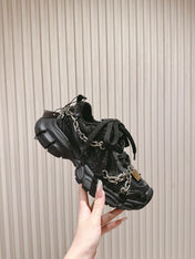 BALENCIAGA 25S 3XL SNEAKERS CHAIN-PADLOCK IN BLACK MESH FABRIC AND PU