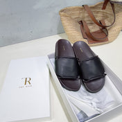 THE ROW 26S STRAP SLIDES IN BLACK CALFSKIN