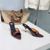 YSL 26S HIGH-HEEL SANDALS 75 MM IN BURGUNDY BROWN LAMBSKIN AND TRANSPARENT STRAPS PVC
