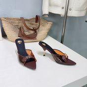 YSL 26S HIGH-HEEL SANDALS 75 MM IN BURGUNDY BROWN LAMBSKIN AND TRANSPARENT STRAPS PVC