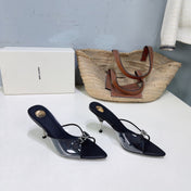 YSL 26S HIGH-HEEL SANDALS 75 MM IN BLACK LAMBSKIN AND TRANSPARENT STRAPS PVC