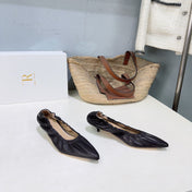THE ROW 26S POINTED KITTEN HEEL PUMPS 35MM IN BLACK CALFSKIN