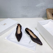THE ROW 26S POINTED KITTEN HEEL PUMPS 35MM IN BLACK CALFSKIN