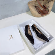 THE ROW 26S POINTED KITTEN HEEL PUMPS 35MM IN BLACK CALFSKIN