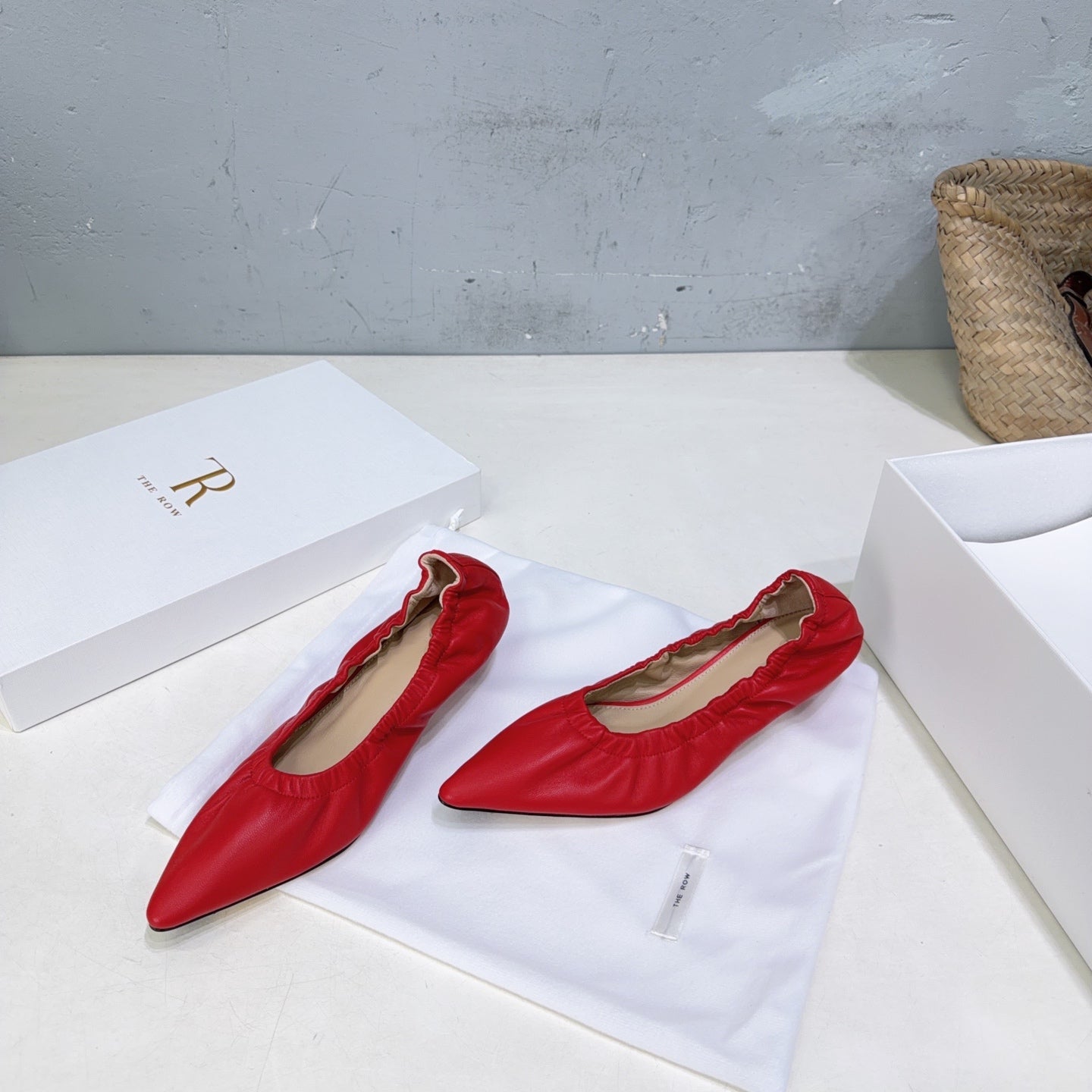 THE ROW 26S POINTED KITTEN HEEL PUMPS 35MM IN RED CALFSKIN