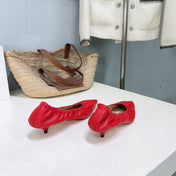 THE ROW 26S POINTED KITTEN HEEL PUMPS 35MM IN RED CALFSKIN