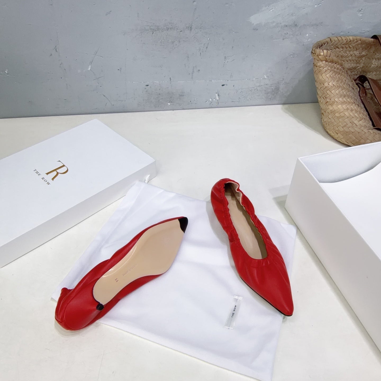 THE ROW 26S POINTED KITTEN HEEL PUMPS 35MM IN RED CALFSKIN