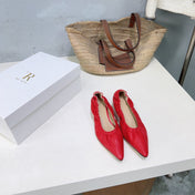 THE ROW 26S POINTED KITTEN HEEL PUMPS 35MM IN RED CALFSKIN