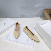 THE ROW 26S POINTED KITTEN HEEL PUMPS 35MM IN LIGHT BEIGE CALFSKIN