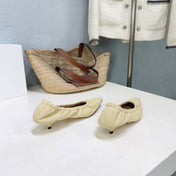 THE ROW 26S POINTED KITTEN HEEL PUMPS 35MM IN LIGHT BEIGE CALFSKIN