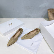 THE ROW 26S POINTED KITTEN HEEL PUMPS 35MM IN BEIGE CALFSKIN