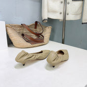 THE ROW 26S POINTED KITTEN HEEL PUMPS 35MM IN BEIGE CALFSKIN