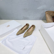 THE ROW 26S POINTED KITTEN HEEL PUMPS 35MM IN BEIGE CALFSKIN