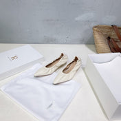 THE ROW 26S POINTED KITTEN HEEL PUMPS 35MM IN IVORY WHITE CALFSKIN