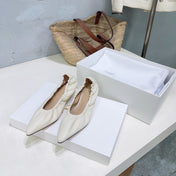THE ROW 26S POINTED KITTEN HEEL PUMPS 35MM IN IVORY WHITE CALFSKIN