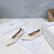 THE ROW 26S POINTED KITTEN HEEL PUMPS 35MM IN IVORY WHITE CALFSKIN