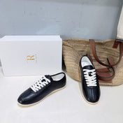 THE ROW 26S LACE-UP SNEAKERS IN BLACK GRAINED CALFSKIN