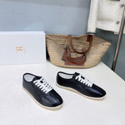THE ROW 26S LACE-UP SNEAKERS IN BLACK GRAINED CALFSKIN