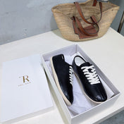 THE ROW 26S LACE-UP SNEAKERS IN BLACK GRAINED CALFSKIN