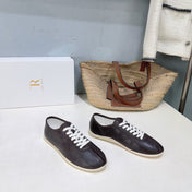 THE ROW 26S LACE-UP SNEAKERS IN DARK BROWN GRAINED CALFSKIN