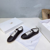 THE ROW 26S LACE-UP SNEAKERS IN DARK BROWN GRAINED CALFSKIN