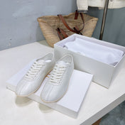 THE ROW 26S LACE-UP SNEAKERS IN WHITE GRAINED CALFSKIN