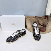 THE ROW 26S LACE-UP SNEAKERS IN BLACK LEOPARD CALF HAIR