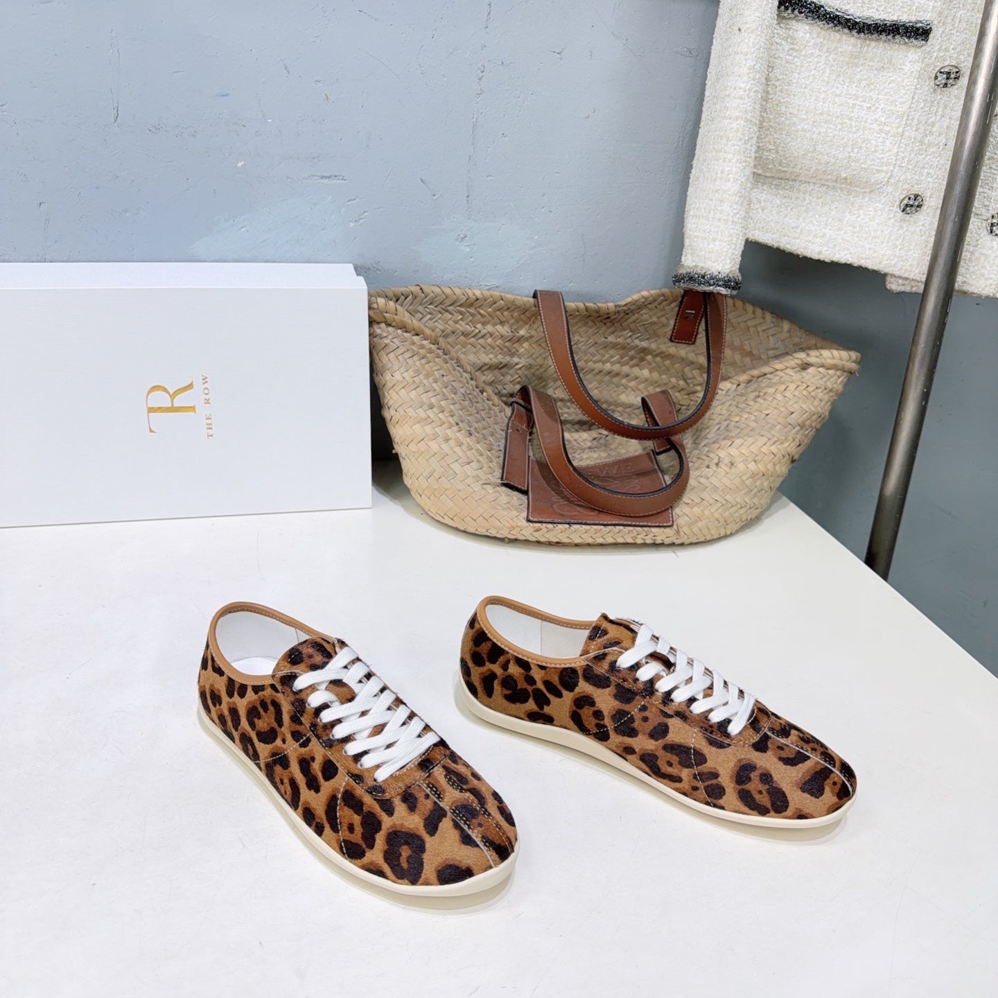 THE ROW 26S LACE-UP SNEAKERS IN BROWN LEOPARD CALF HAIR