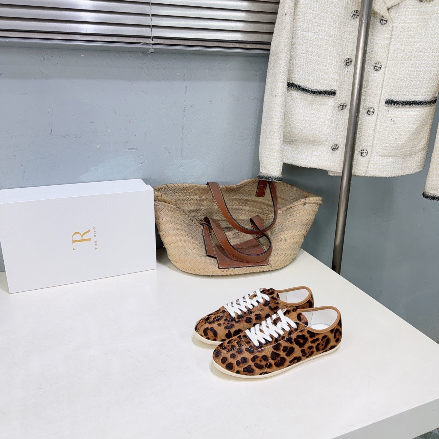 THE ROW 26S LACE-UP SNEAKERS IN BROWN LEOPARD CALF HAIR