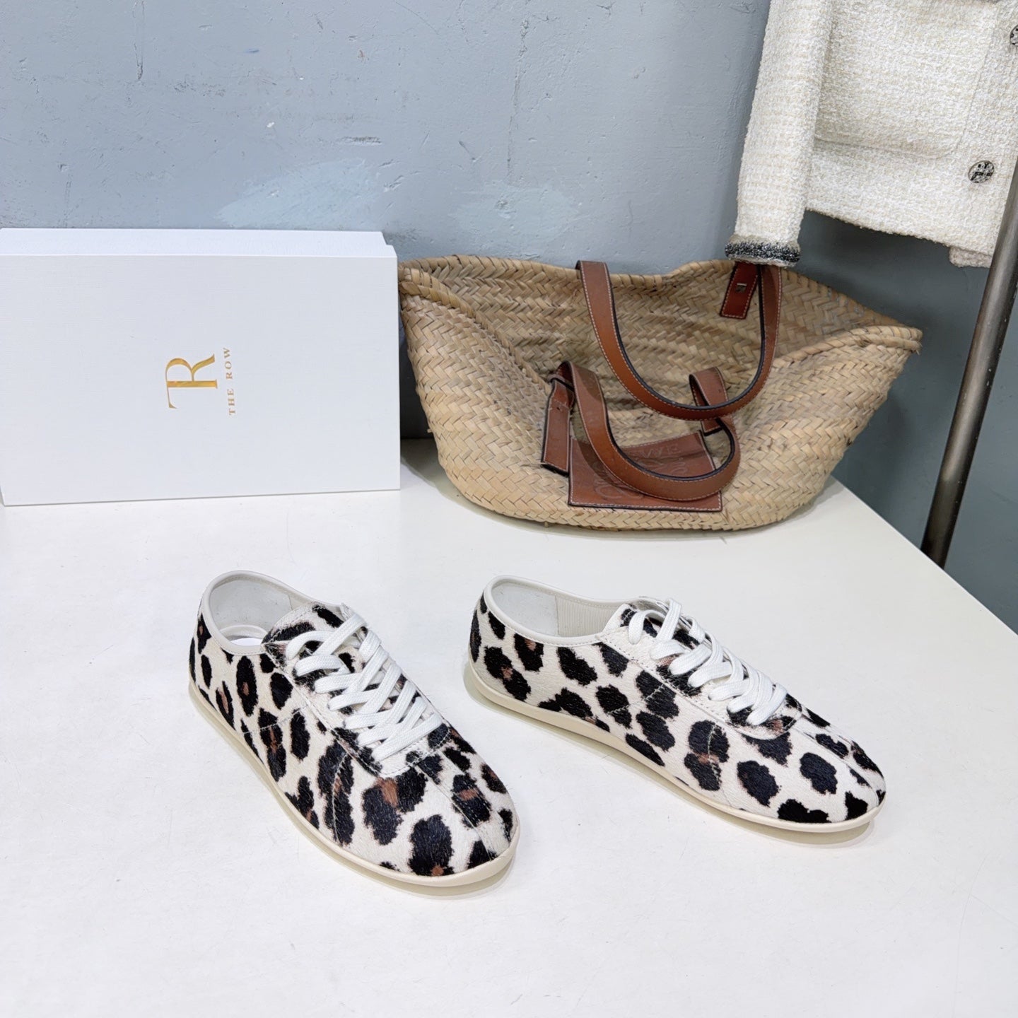THE ROW 26S LACE-UP SNEAKERS IN LEOPARD CALF HAIR