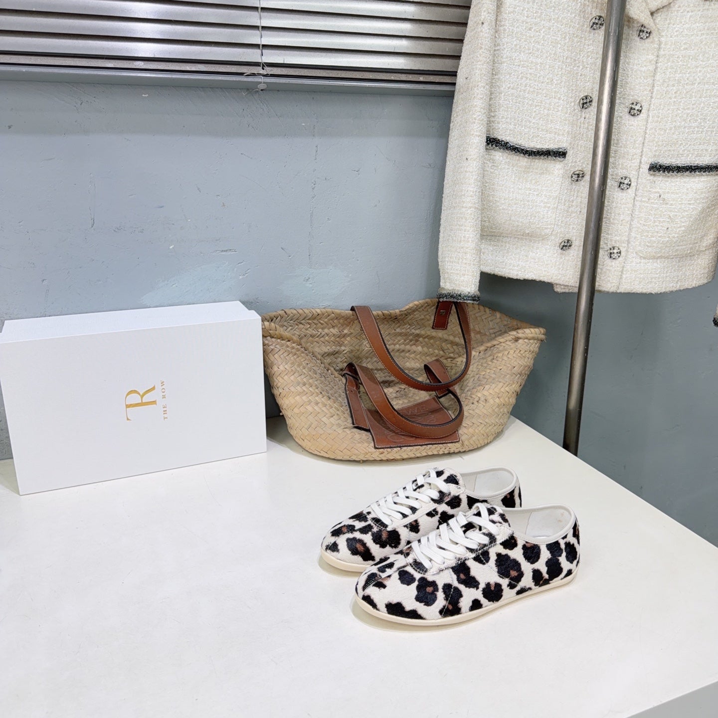 THE ROW 26S LACE-UP SNEAKERS IN LEOPARD CALF HAIR