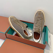 SNEAKERS IN MOSS SUEDE WITH CANVAS