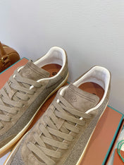 SNEAKERS IN MOSS SUEDE WITH CANVAS