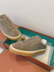 SNEAKERS IN MOSS SUEDE WITH CANVAS