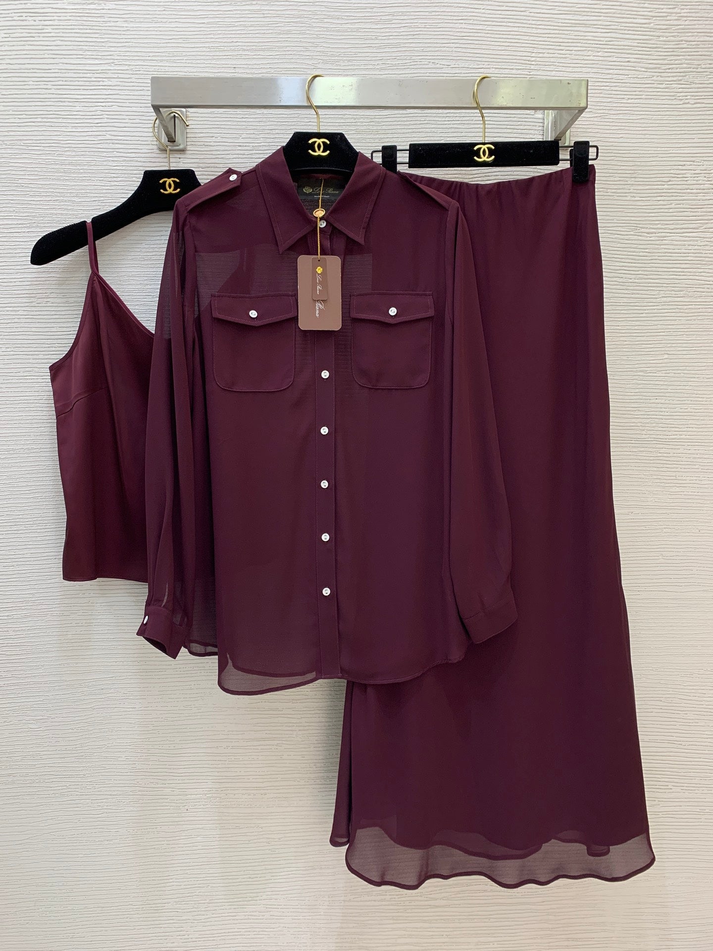 LORO PIANA 26S THREE-PIECE SHIRT SKIRT SET 970