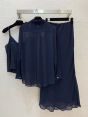 LORO PIANA 26S THREE-PIECE SHIRT SKIRT SET 971