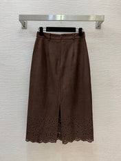 LORO PIANA 26S LONG-SLEEVE SHIRT & MIDI SKIRT SET 880